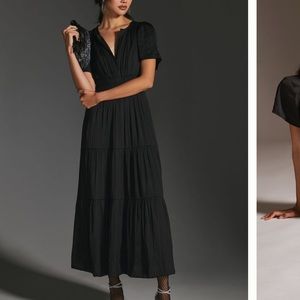 Anthropologie black silky somerset dress plus